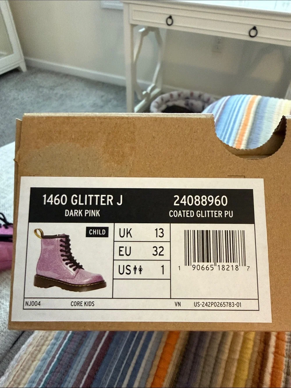 Dr. Martens Pink Glitter Lace-Up Combat Boot